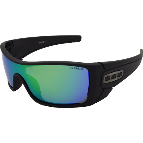 Mangrove Jacks Oden C11 Matte Black / Smoke w Green Revo Polarised Lenses