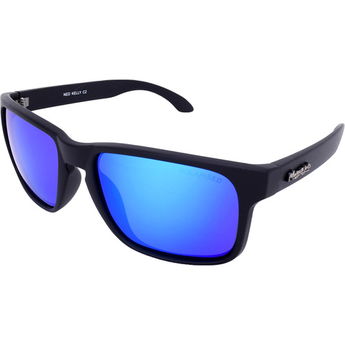 Mangrove Jacks Ned Kelly C2 Matte Black / Blue Revo Polarised Lenses