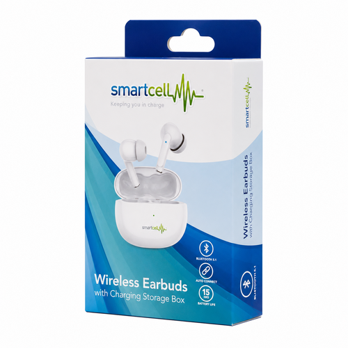 Smartcell SmartPods Pro Wireless Earbuds w Charging Storage Box