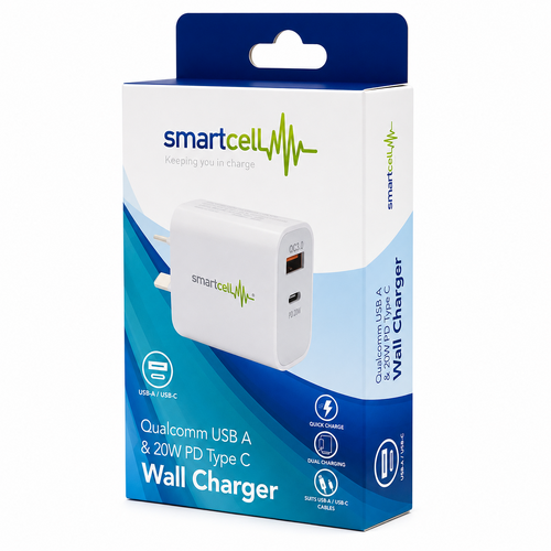Smartcell Qualcomm USB-A & 20W PD Type-C Wall Charger