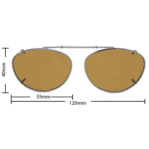 Stalkers Clip On Size 5 Silver / Brown Polarised Lenses