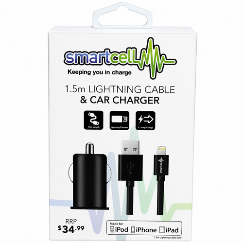 Smartcell MFI Lightning Cable & Car Charger | 1.5m