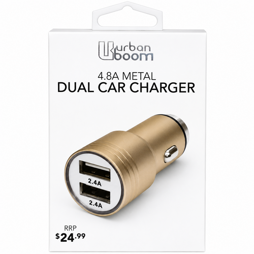 Urban Boom Dual Usb Car Charger 4.8A Metal