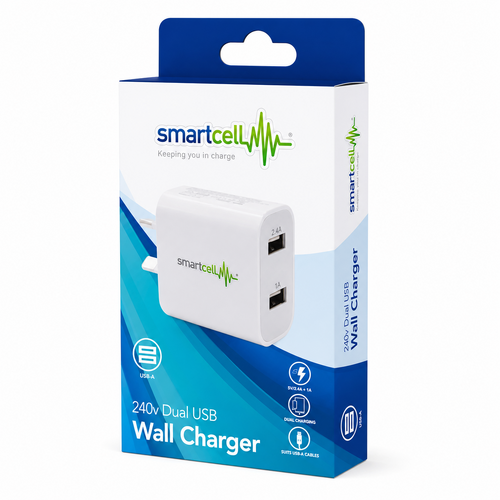 Smartcell Dual USB-A Wall Charger | 240v