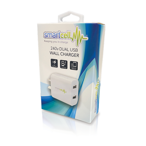 Smartcell 240v Dual USB Wall Charger 