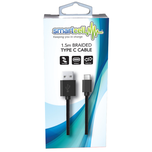 Smartcell 1.5m Braided Type C Cable 