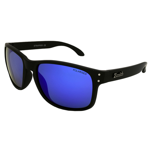 Zenith Strapper C2 Matte Black / Blue Revo Polarised Lenses