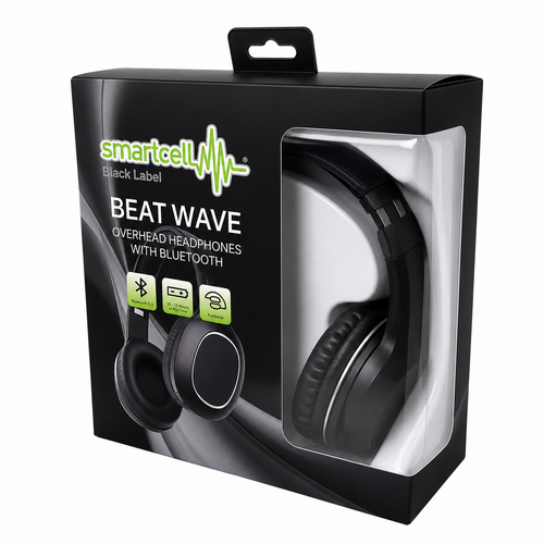 Smartcell Black Beat Wave Bluetooth Overhead Headphones