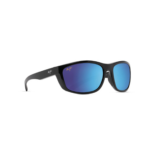 Maui Jim Nuu Landing Custom MM869-005 Black Gloss w Black Rubber / Blue Hawaii Polarised Lenses