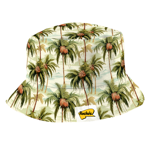 Rocko's Bucket Hat Palm Trees Green/Beige S/M