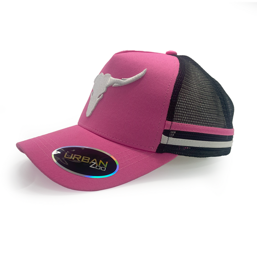 Urban Zoo West Village 109 5 Panel Trucker Longhorn Bull Pink/White OSFM