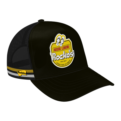 Rocko's 5 Panel Trucker Cap Sunshine Beer Black OSFM