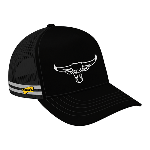 Rocko's 5 Panel Trucker Cap Angry Bull Black OSFM