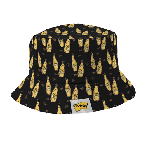 Rocko's Bucket Hat Beers Black w Yellow M/L