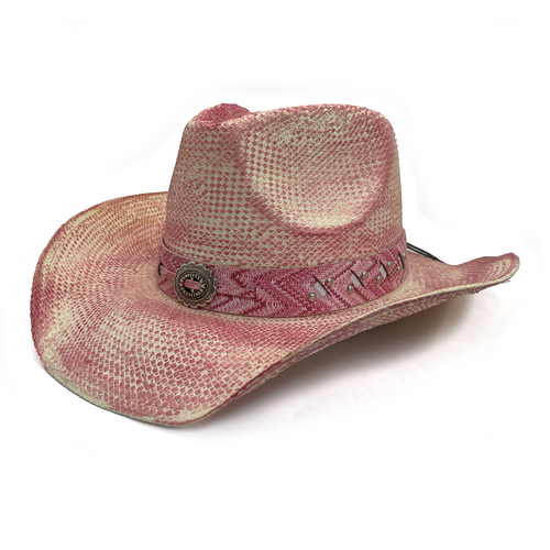 Rocko's Straw Hat Platinum Range Rebel Faded Pink