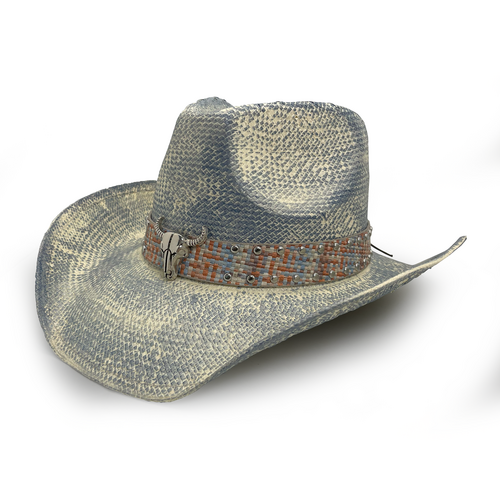Rocko's Straw Hat Platinum Range Rebel Faded Blue