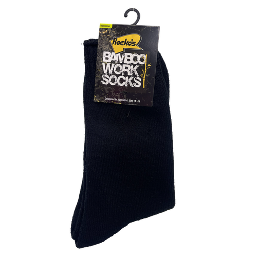 Rocko's Bamboo Work Socks Black Size 6-11