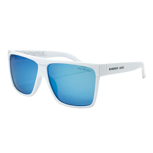 Mangrove Jacks Showtime C8 White w Temple Print / Ice Blue Revo Polarised Lenses