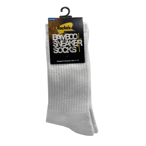 Rocko's Bamboo Sneaker Socks White Size 6-11