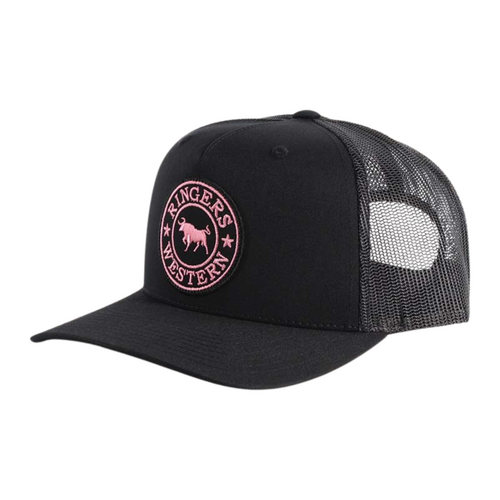 Ringers Western Signature Bull Trucker Cap Black/Black & Pink OSFM