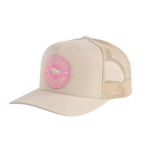 Ringers Western Signature Bull Trucker Cap Bone/Pink & Bone OSFM