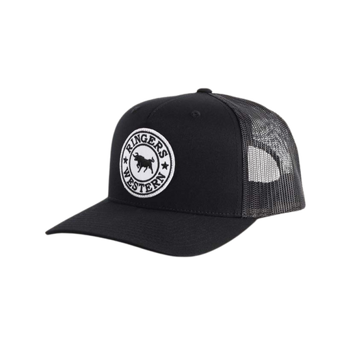Ringers Western Signature Bull Trucker Cap Black/Black & White OSFM