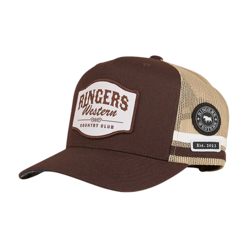 Ringers Western Country Club Deep Fit Trucker Cap Saddle Brown OSFM