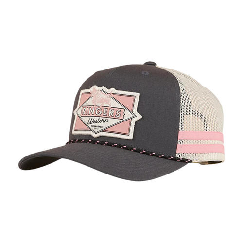Ringers Western Hometown Trucker Cap Charcoal/Rosey OSFM