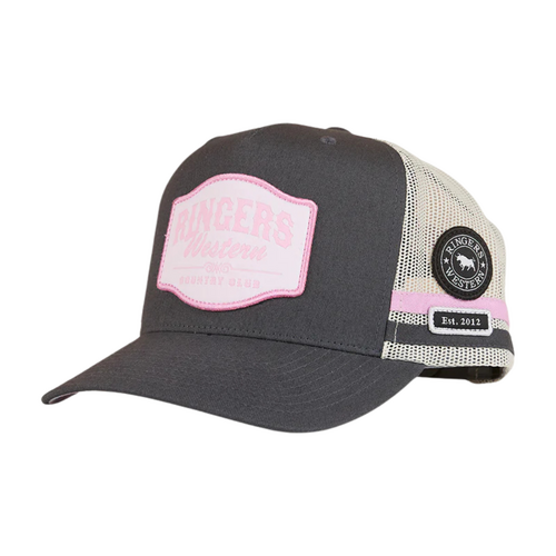 Ringers Western Country Club Deep Fit Trucker Cap Ballet Pink/Charcoal OSFM
