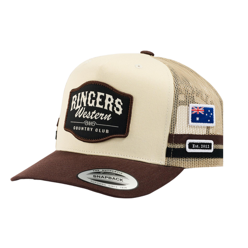 Ringers Western Country Club Deep Fit Trucker Cap Off White / Chocolate OSFM