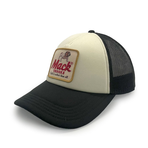 American Needle Mack Built To Last Patch Valin Foamy Trucker Hat Black/Ivory OSFM