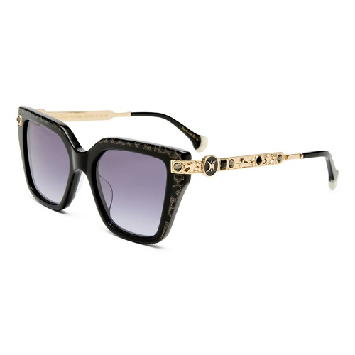 Camilla Here Comes Trouble CAM2531057 Black w Gold Glitter Leopard / Cool Smoke Gradient Lenses