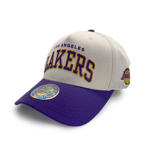 Mitchell & Ness Los Angeles Lakers Flexfit 110 Team Arch White Cream/Purple OSFM