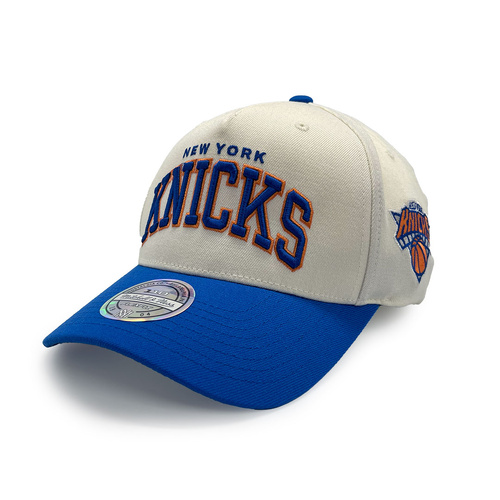 Mitchell & Ness New York Knicks Flexfit 110 Team Arch White Cream/Blue OSFM