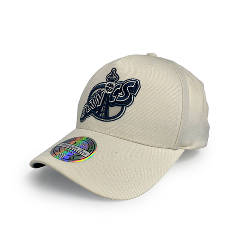 Mitchell & Ness Seattle Supersonics Flexfit 110 Core White Cream/Teal OSFM