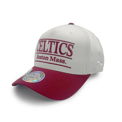 Mitchell & Ness Boston Celtics Flexfit 110 Stacked White Cream/Burgundy OSFM