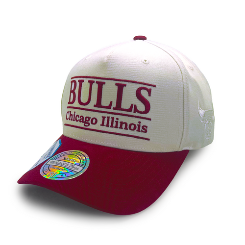 Mitchell & Ness Chicago Bulls Flexfit 110 Stacked White Cream/Burgundy OSFM