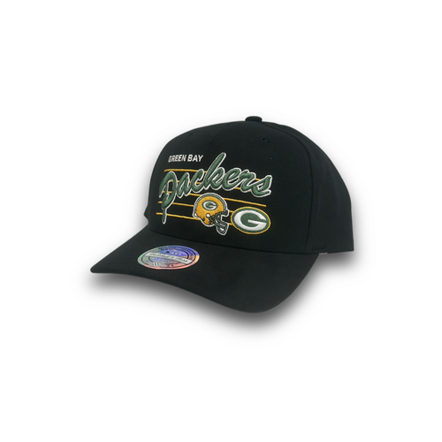 Mitchell & Ness Green Bay Packers Flexfit 110 Script Black OSFM