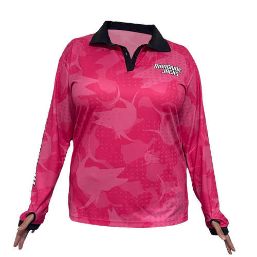 Mangrove Jacks Fishing Shirt Pink Fish Camo Available in Various Sizes